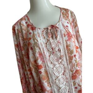NEW DIRECTIONS plus size 2X Coral & White Women’s Top